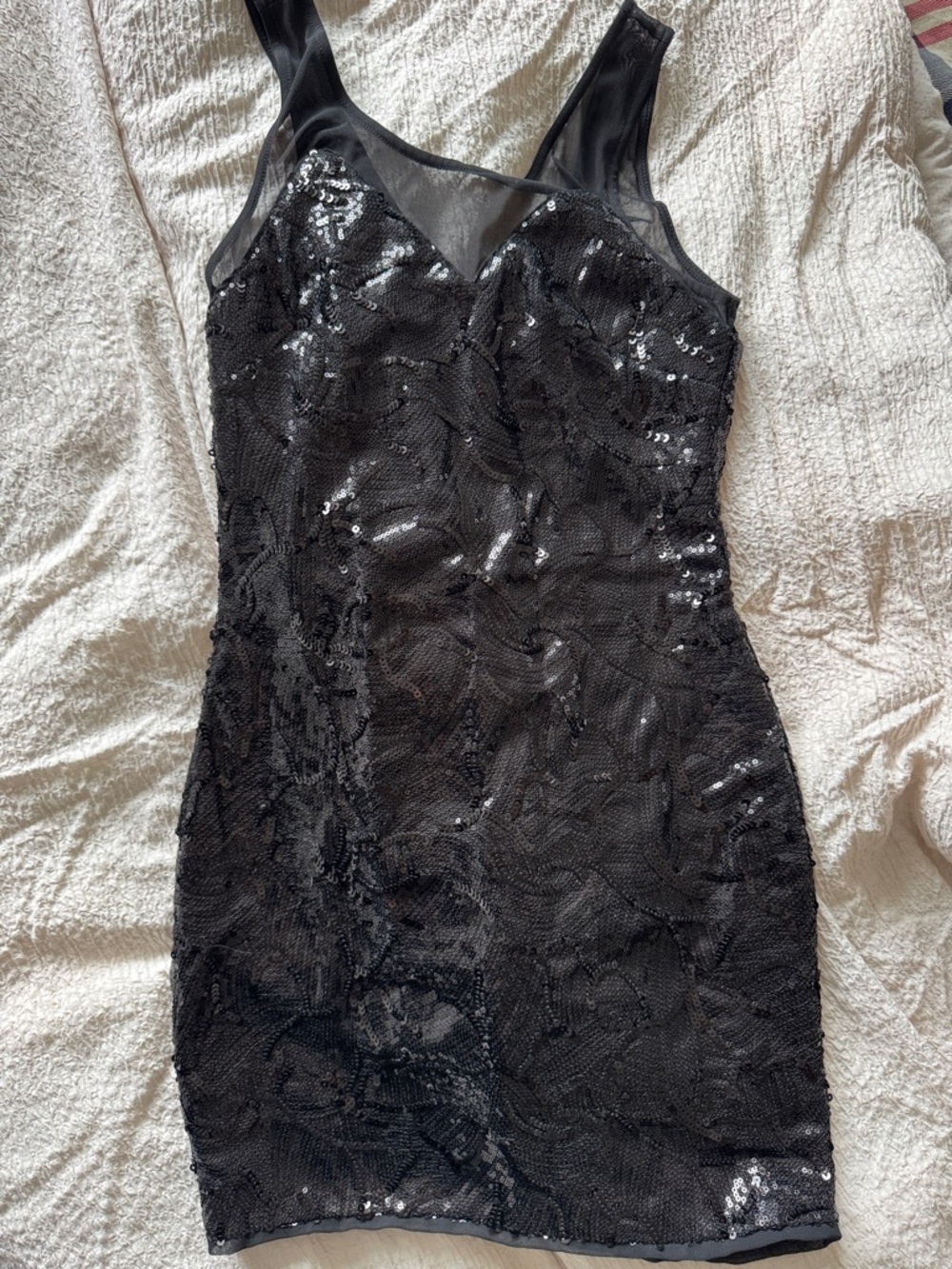 Astr Black Sequin Mesh Dress small NWT
